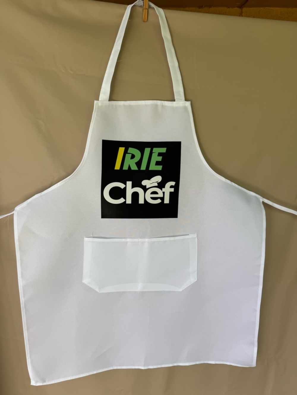 Chef White Cooking & BBQ Apron with Front Pocket.